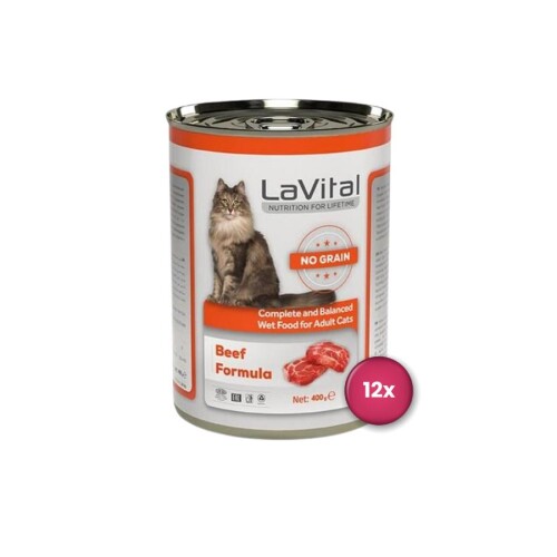 LaVital Adult Tahılsız Biftekli Yetişkin Kedi Konservesi 400 gr X 12 Adet