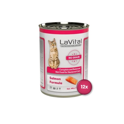 LaVital Sterilised Tahılsız Somonlu Yetişkin Kısır Kedi Konservesi 400 gr X 12 Adet