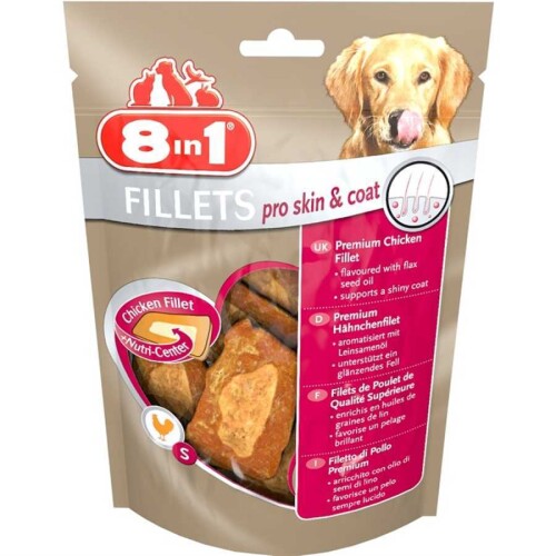 8in1 Fillets Pro Skin Keten Tohumu Yağlı Tavuklu Köpek Ödül Maması S 80 gr